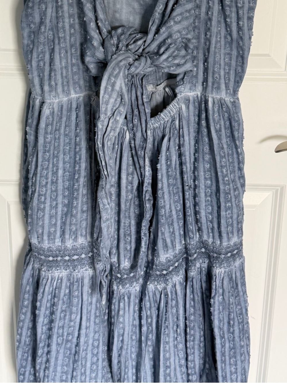 American Eagle Outfitters Light Blue Cotton Tiered Maxi Dress XL 54875 - Picture 9 of 16